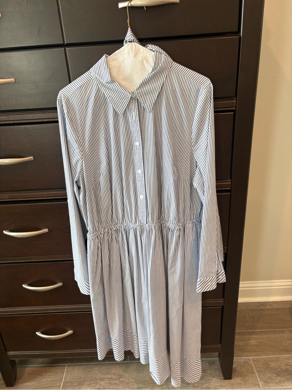 Lane Bryant Blue and White Striped Shirt Dress